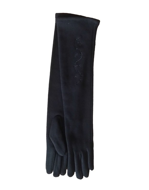 Moteriškos ilgos juodos pirštinės su pašiltinimu I25